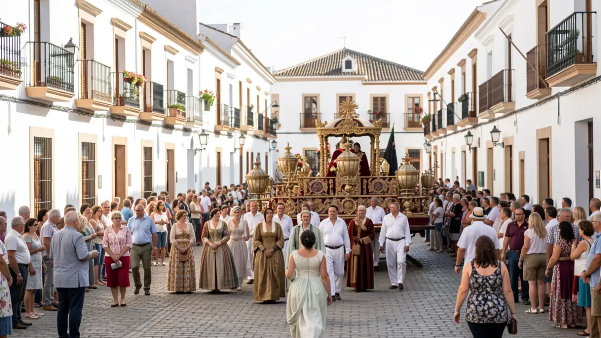 Imagen genérica de una procesión religiosa en una plaza andaluza.