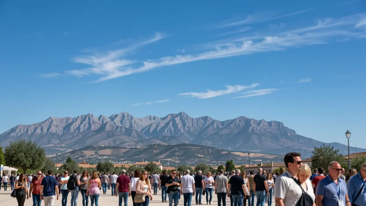 Clear sky with high clouds over the Sierra Nevada mountains in Andalusia.