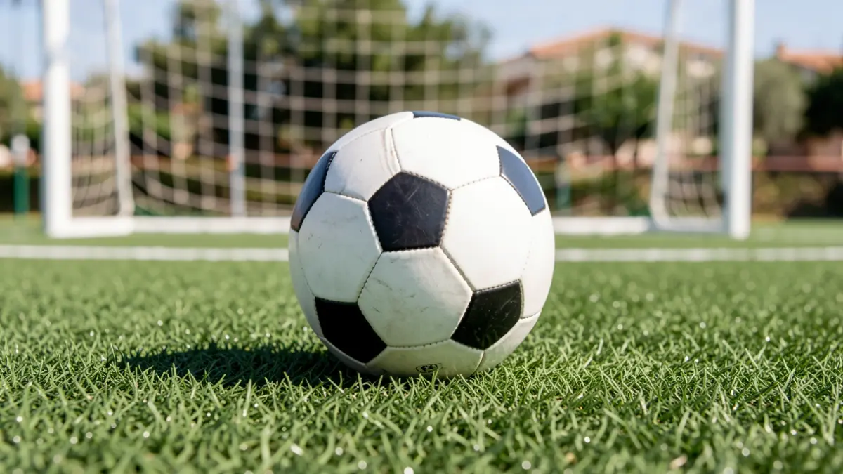 Imagen genérica de un balón de fútbol sobre césped artificial.