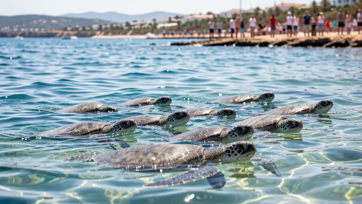 Generic image of loggerhead sea turtles swimming in the Mediterranean Sea off the coast of Mojácar.