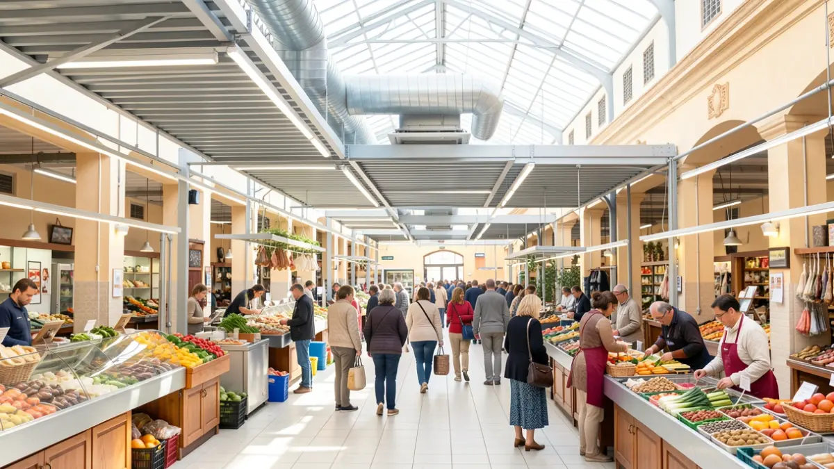 Image of the interior of the Linares Market after the installation of the climate control system.