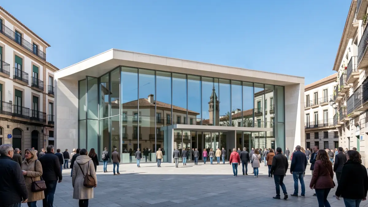 Fachada de un centro cultural moderno en una ciudad española.