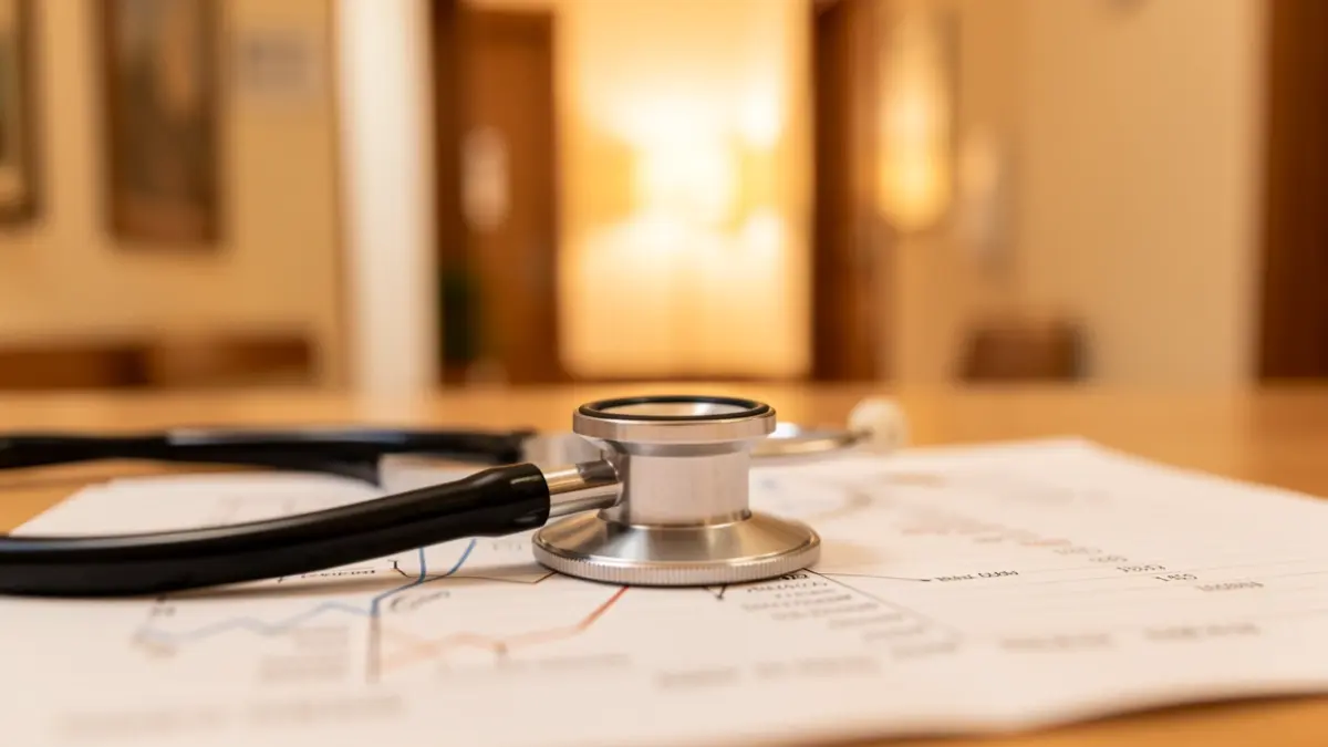 Imagen genérica de un estetoscopio sobre un informe médico.