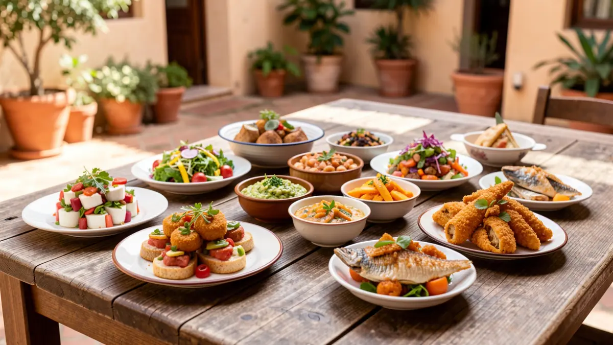 Imagen genérica de una variedad de tapas malagueñas presentadas de forma atractiva.