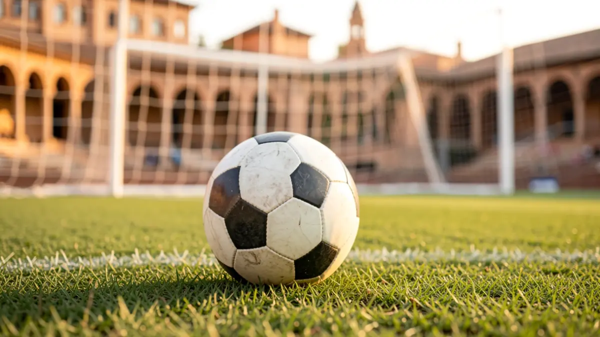 Imagen genérica de un balón de fútbol sobre césped en un estadio.
