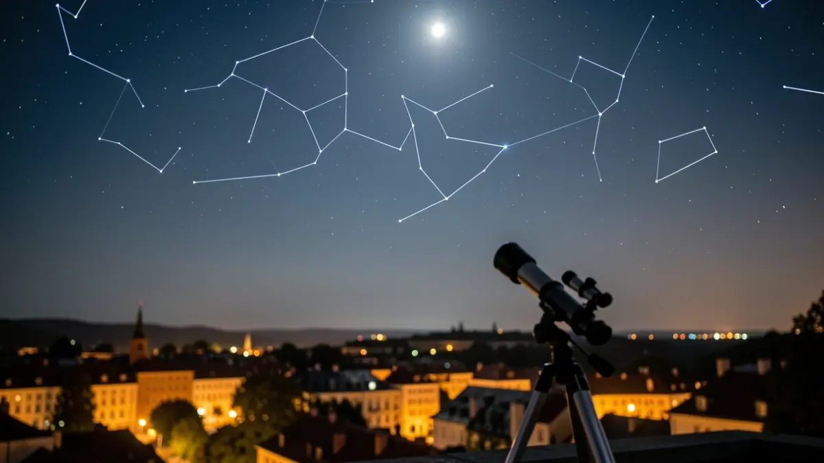 Generic image of a starry night sky with a telescope.