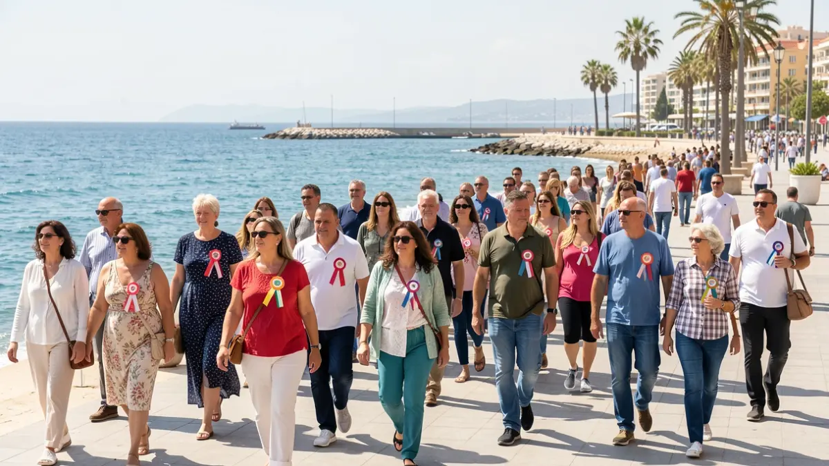 Imagen genérica de personas caminando en una marcha solidaria en Málaga.