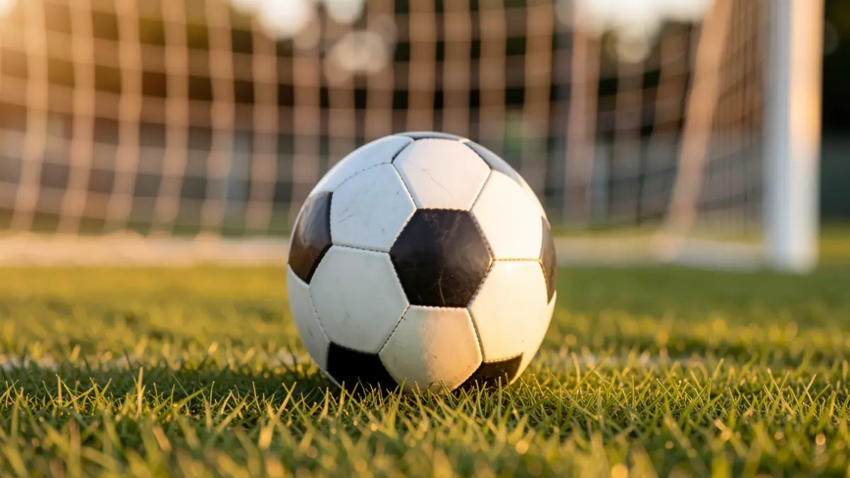 Generic image of a soccer ball on grass.