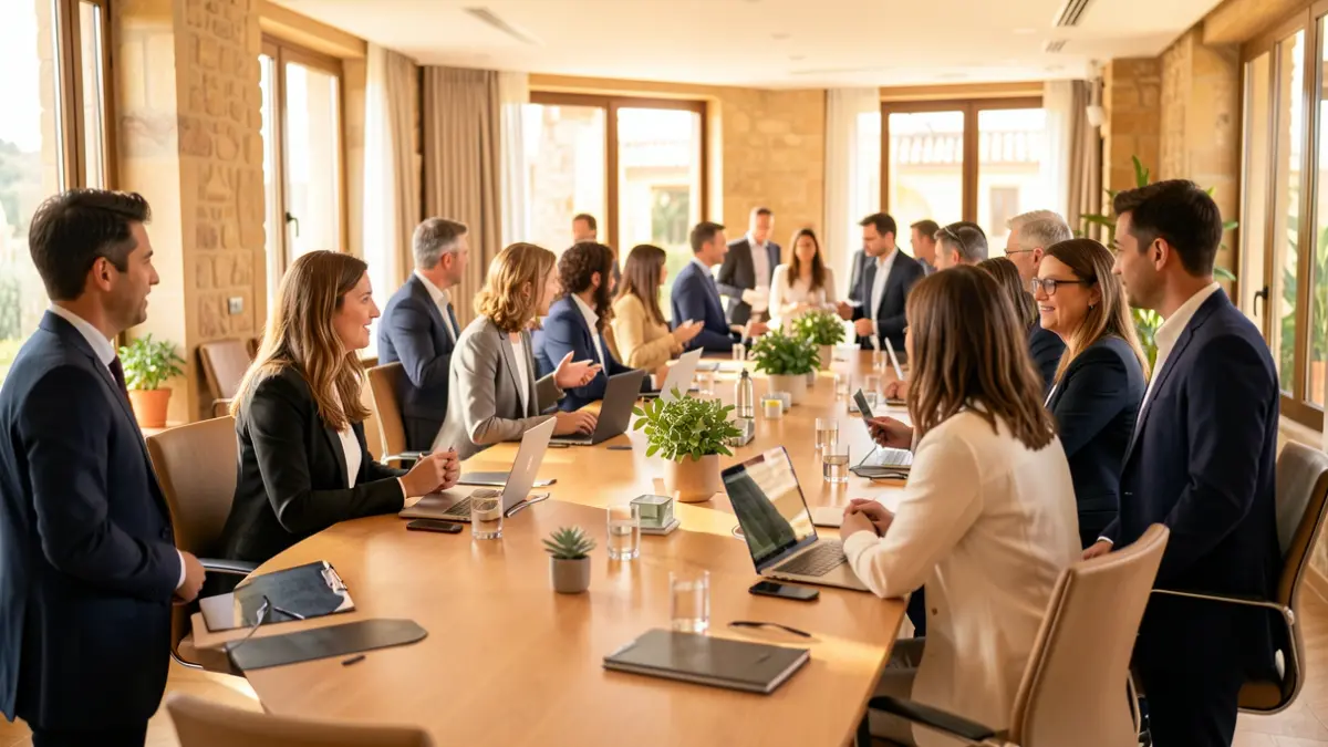 Imagen genérica de un encuentro empresarial en Andalucía con asistentes interactuando.