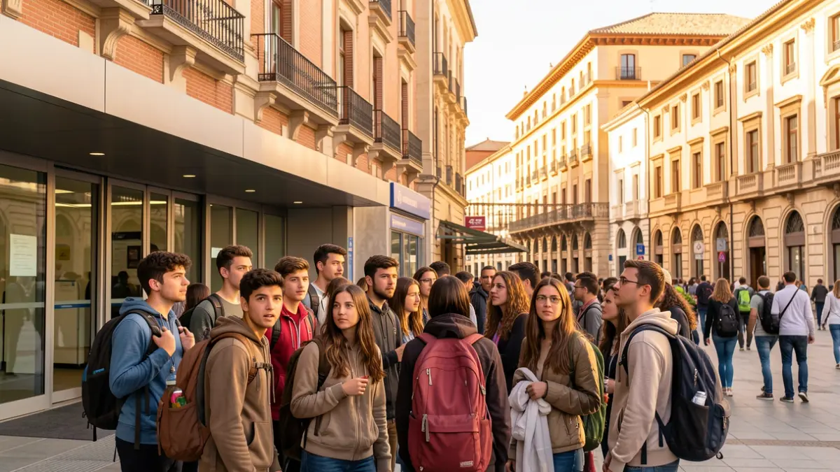 Young people from Sevilla preparing to travel to Madrid for the meeting with the Pope.
