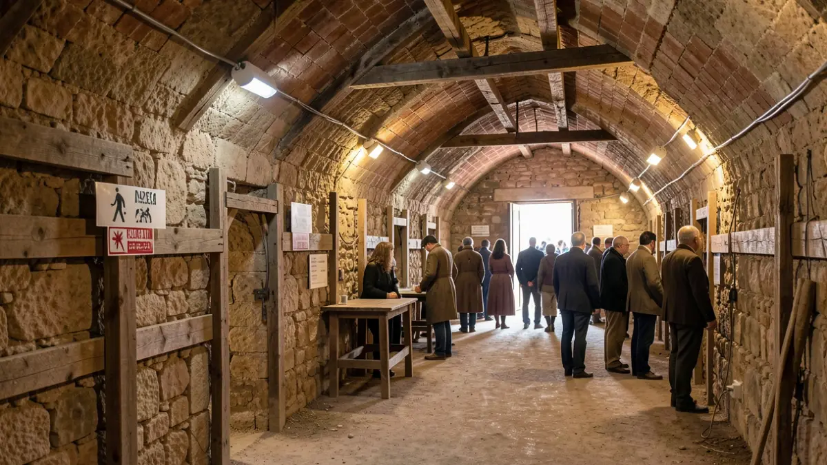 Emergency lighting and evacuation signage in the Civil War Shelters of Almería.