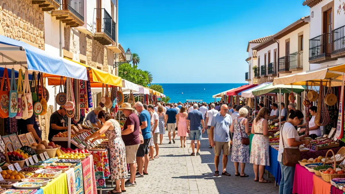 Generic image of a summer market in an Andalusian coastal town.