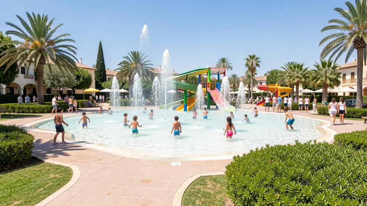 Imagen genérica de un parque acuático con niños jugando.