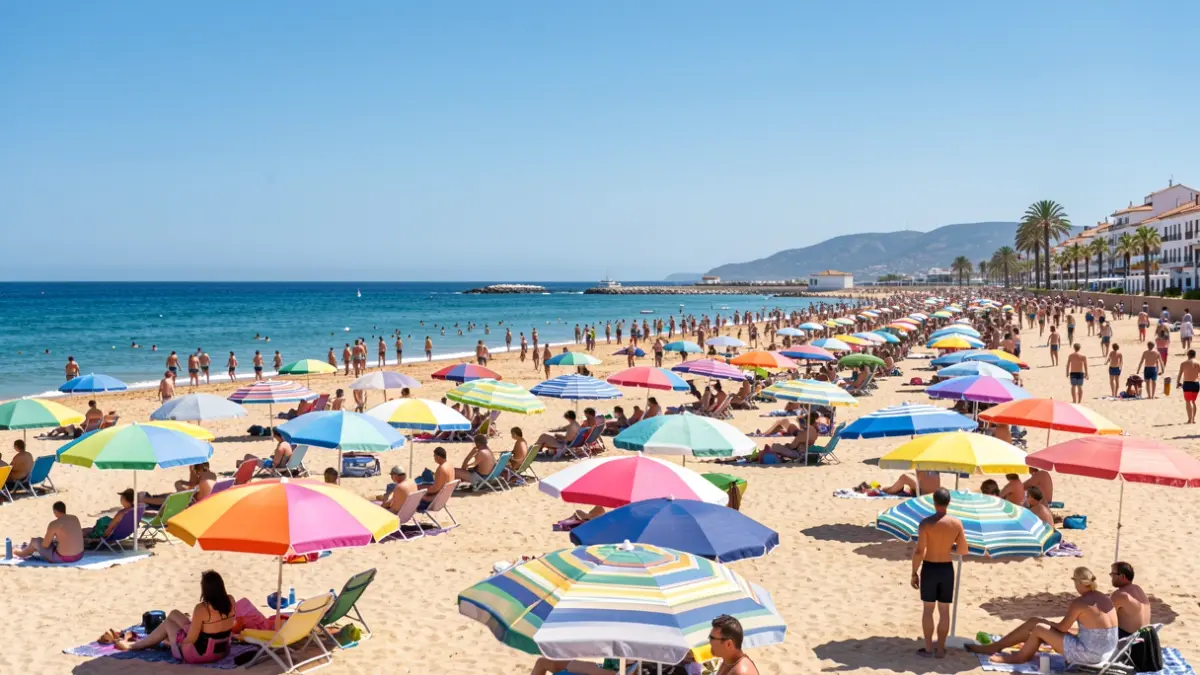Imagen genérica de una playa mediterránea animada en verano.