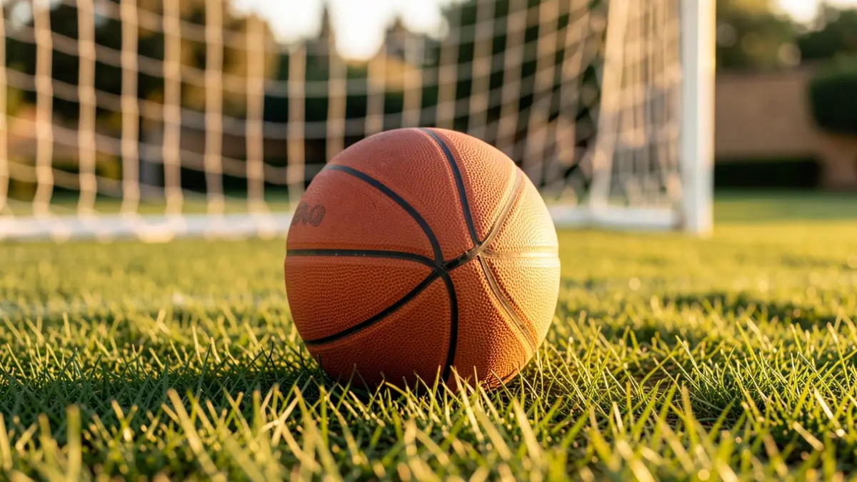 Imagen genérica de un balón de baloncesto en un campo.