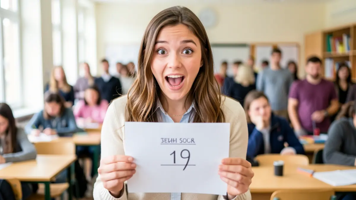 Generic image of a student celebrating a high grade.