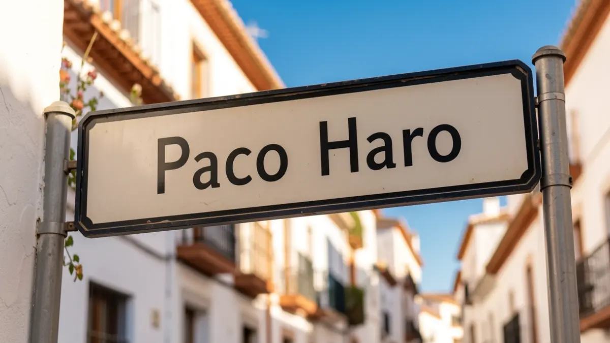 Generic image of a street sign with the name 'Paco Haro' in Nerja.