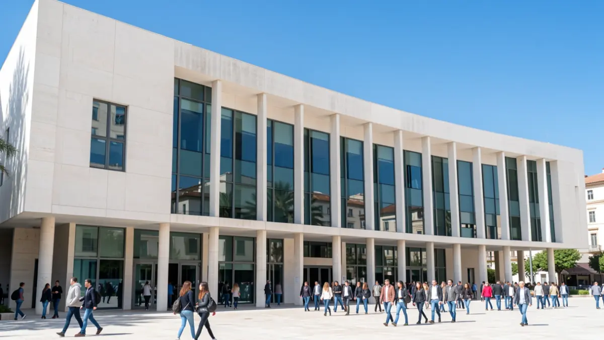 Facade of the main building of the University of Cádiz.