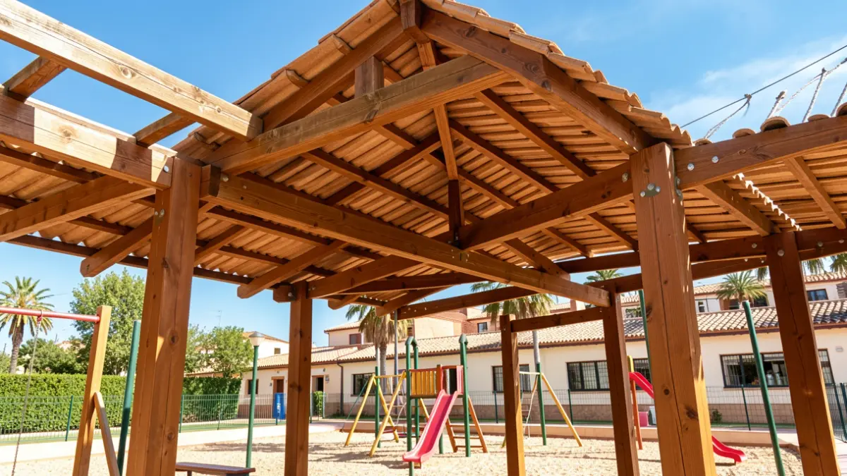 Image of the new patio roof at CEIP Blas Infante in Torre del Mar.