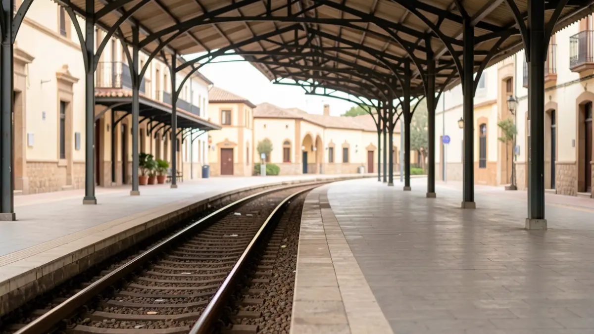 Imagen genérica de una estación de tren vacía con vías.