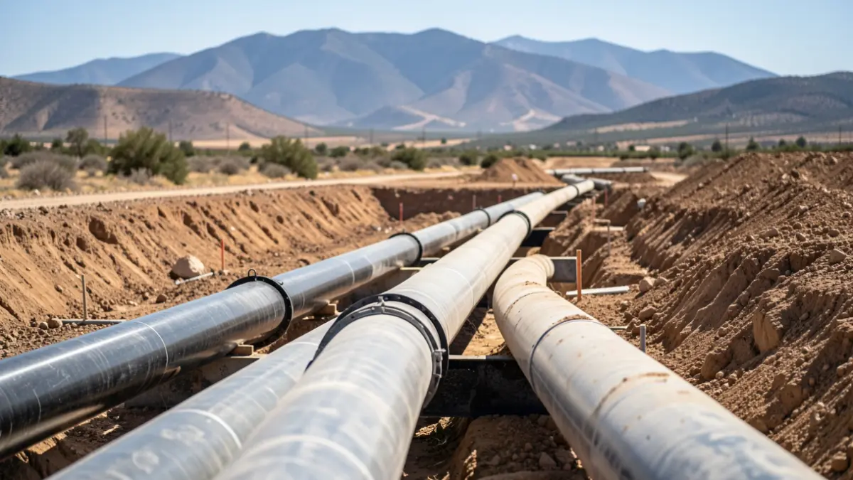 Imagen de las obras de la autovía del agua entre Torremolinos y Benalmádena.