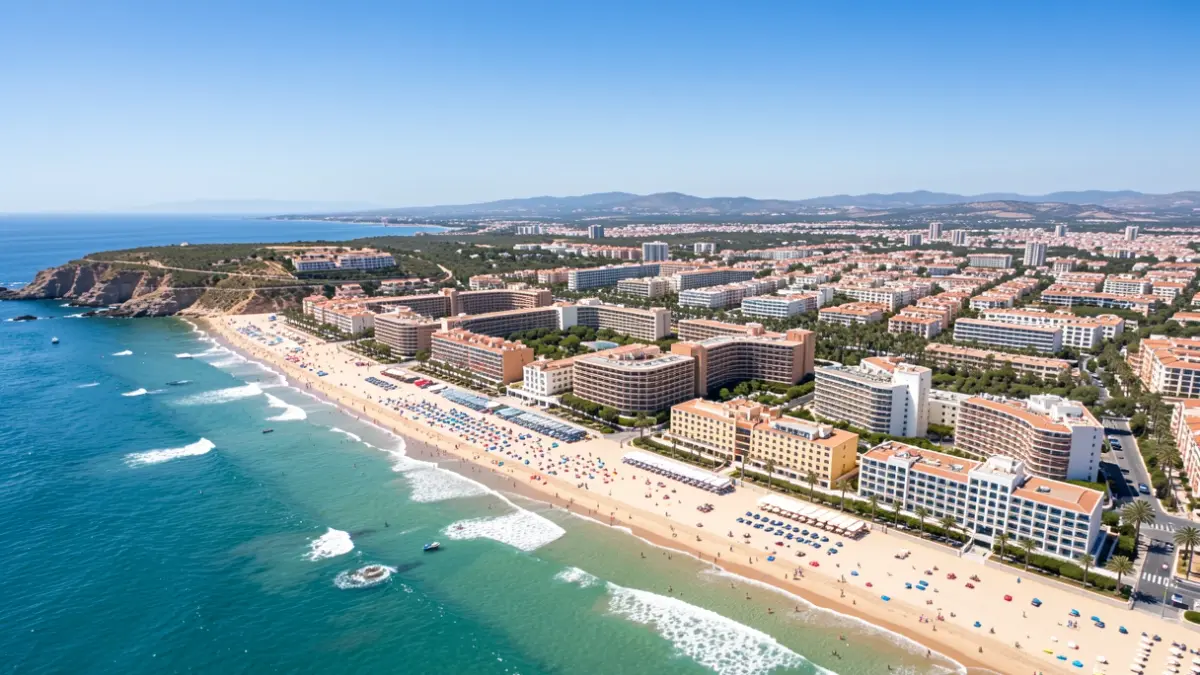 Vista aérea de la zona hotelera de Novo Sancti Petri en Chiclana, Cádiz.