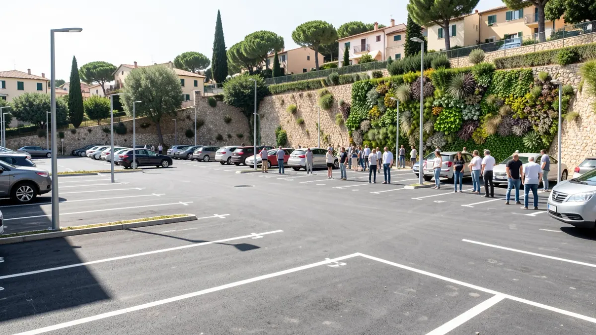 New public parking in Ogíjares with over 150 spaces and environmental improvements.