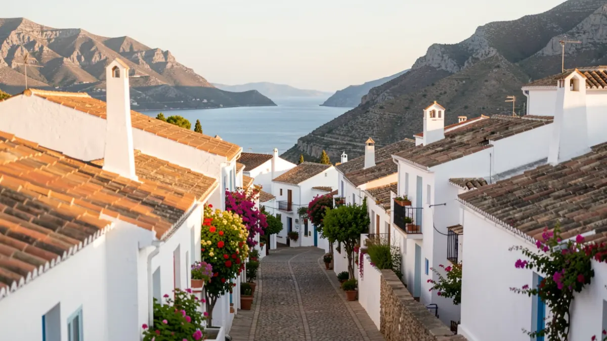 Imagen genérica de un pueblo blanco andaluz con vistas al mar.