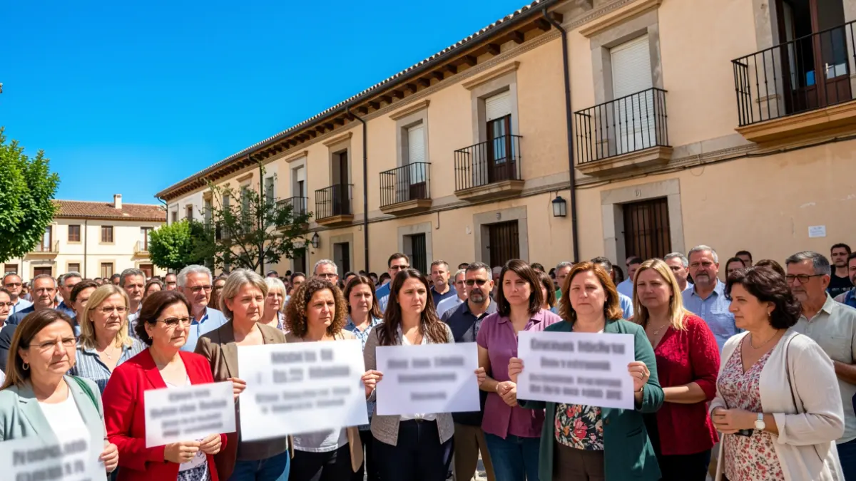 Imagen genérica de padres y madres manifestándose frente a un instituto.
