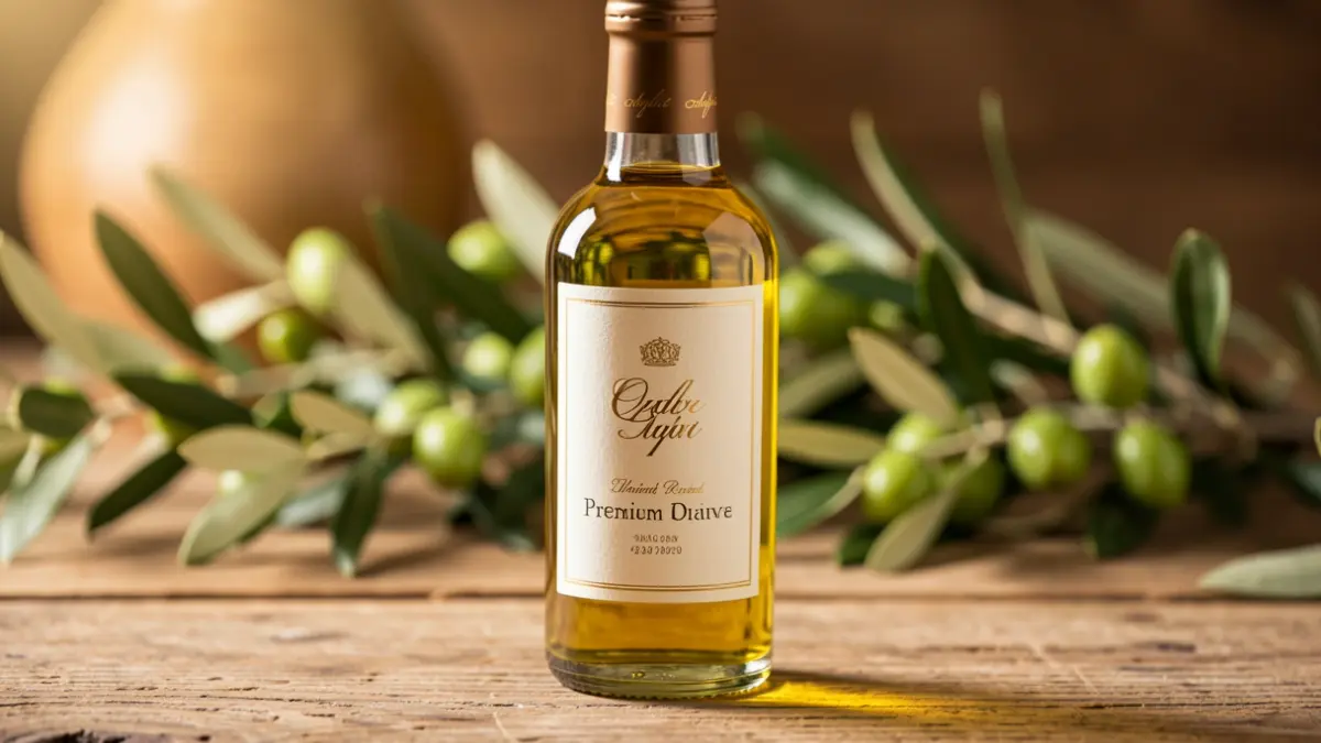 Premium extra virgin olive oil bottle from the Aires de Jaén brand.