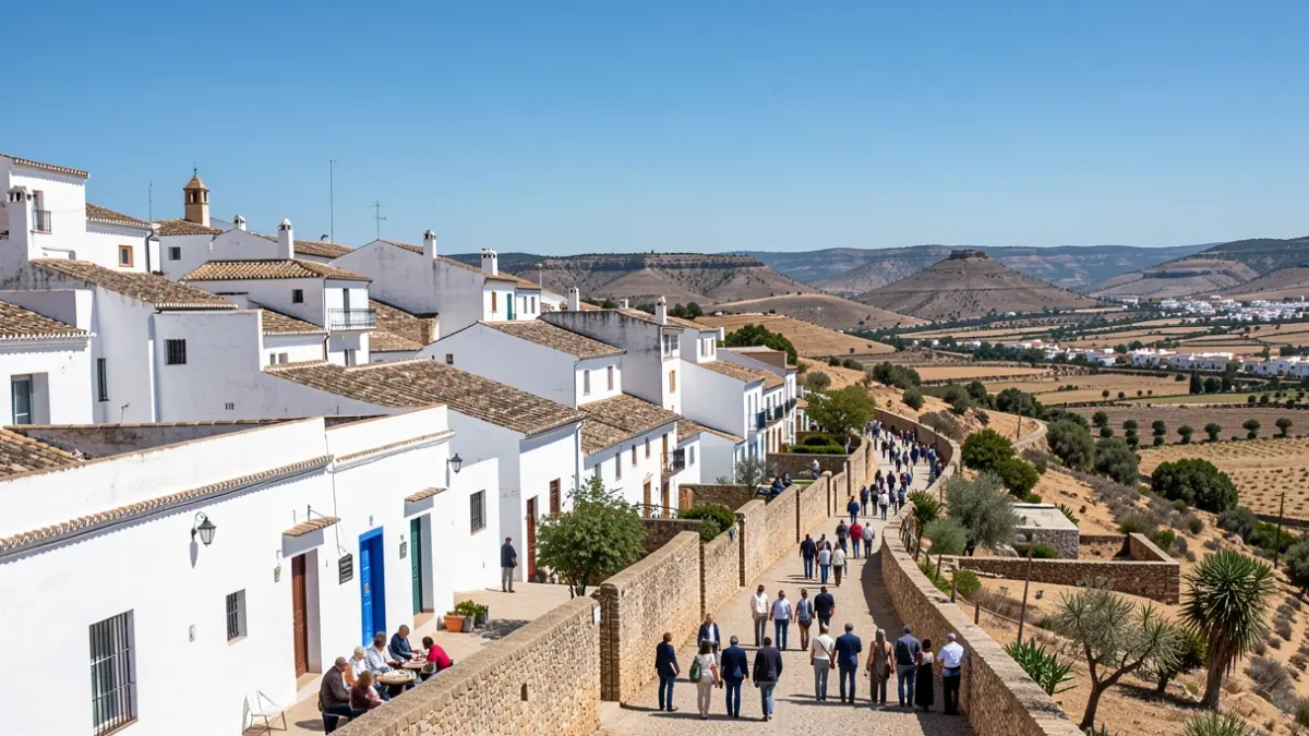 Imagen genérica de Ubrique, un pueblo blanco andaluz bajo un cielo azul.