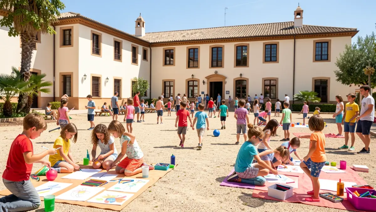 Imagen genérica de niños participando en actividades de verano en un campus.