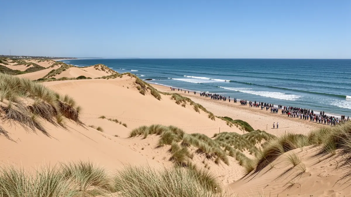 Generic image of a wild beach with dunes in Andalucía.