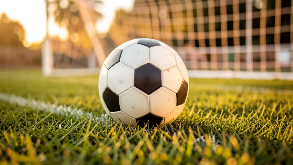 Generic image of a soccer ball on grass.