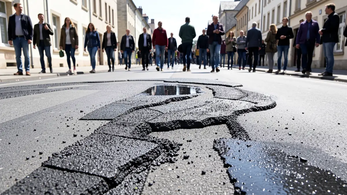 Imagen genérica de obras de asfaltado en una carretera.