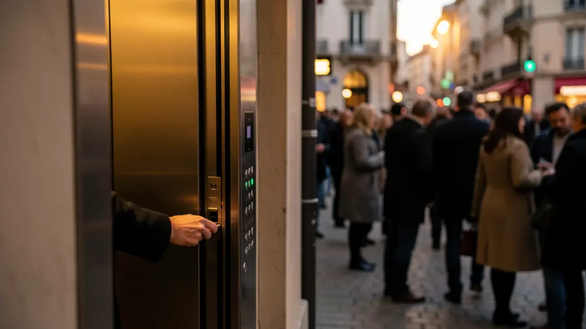 Imagen genérica de la puerta de un ascensor entreabierta.