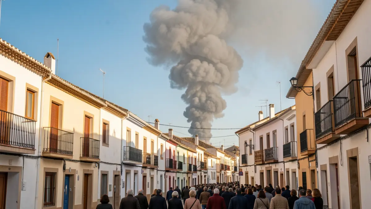 Generic image of smoke coming from a dwelling in an Andalusian town.