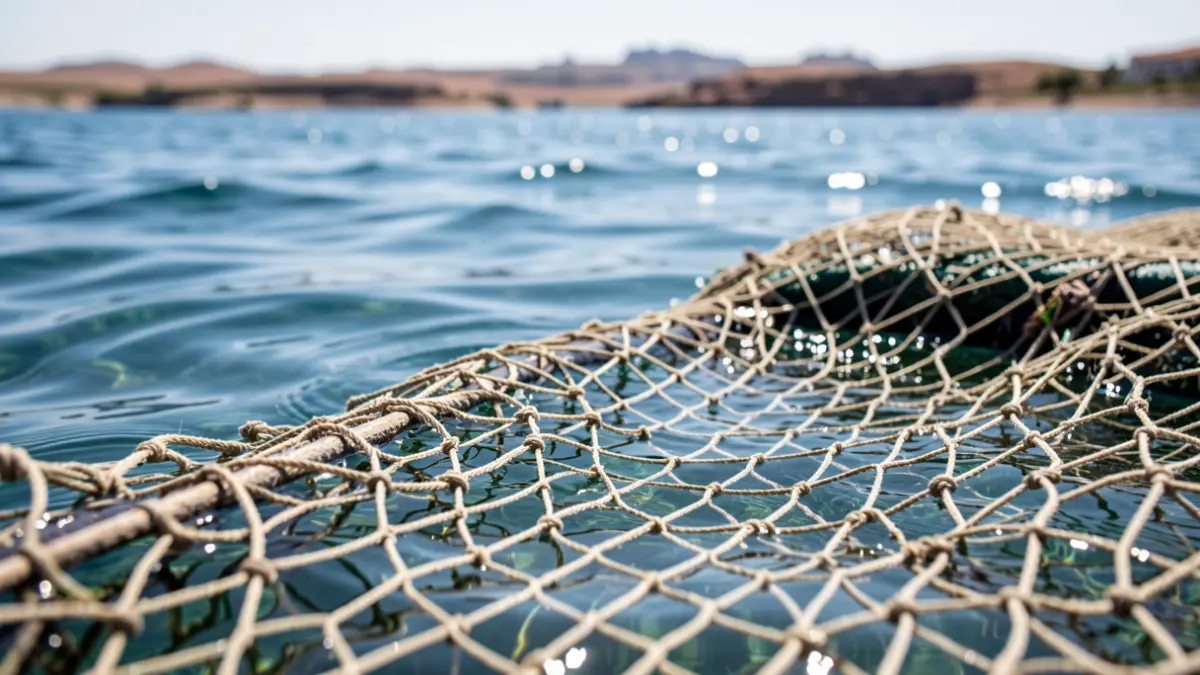 Illegal fishing net removed in the Bay of Cadiz.