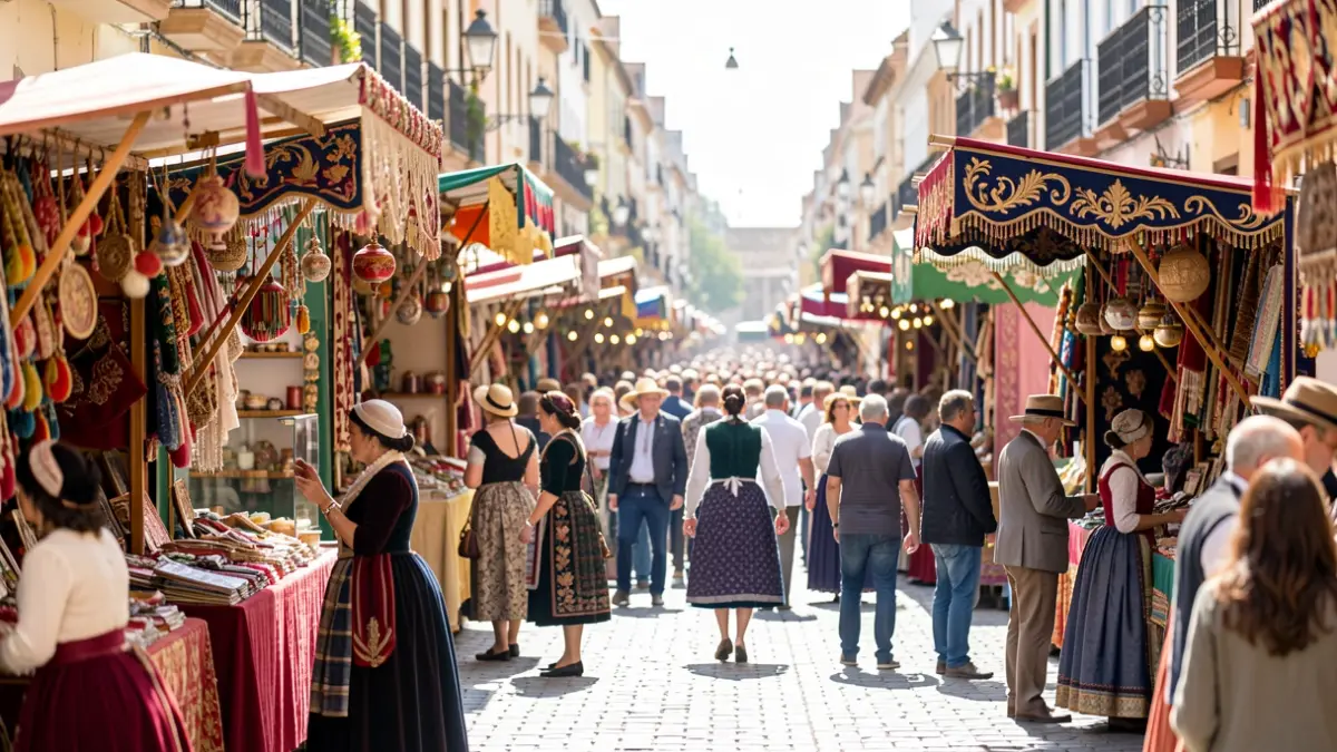 Generic image of an Andalusian fair with stalls and a festive atmosphere.