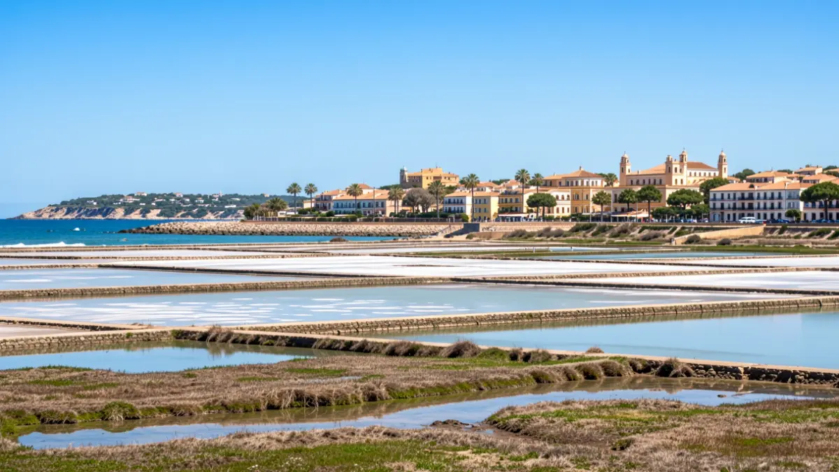 Generic image of the Bahía de Cádiz Natural Park with salt flats and marshes.