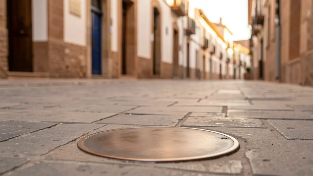 Bronze plaque on a historic street in Sevilla.