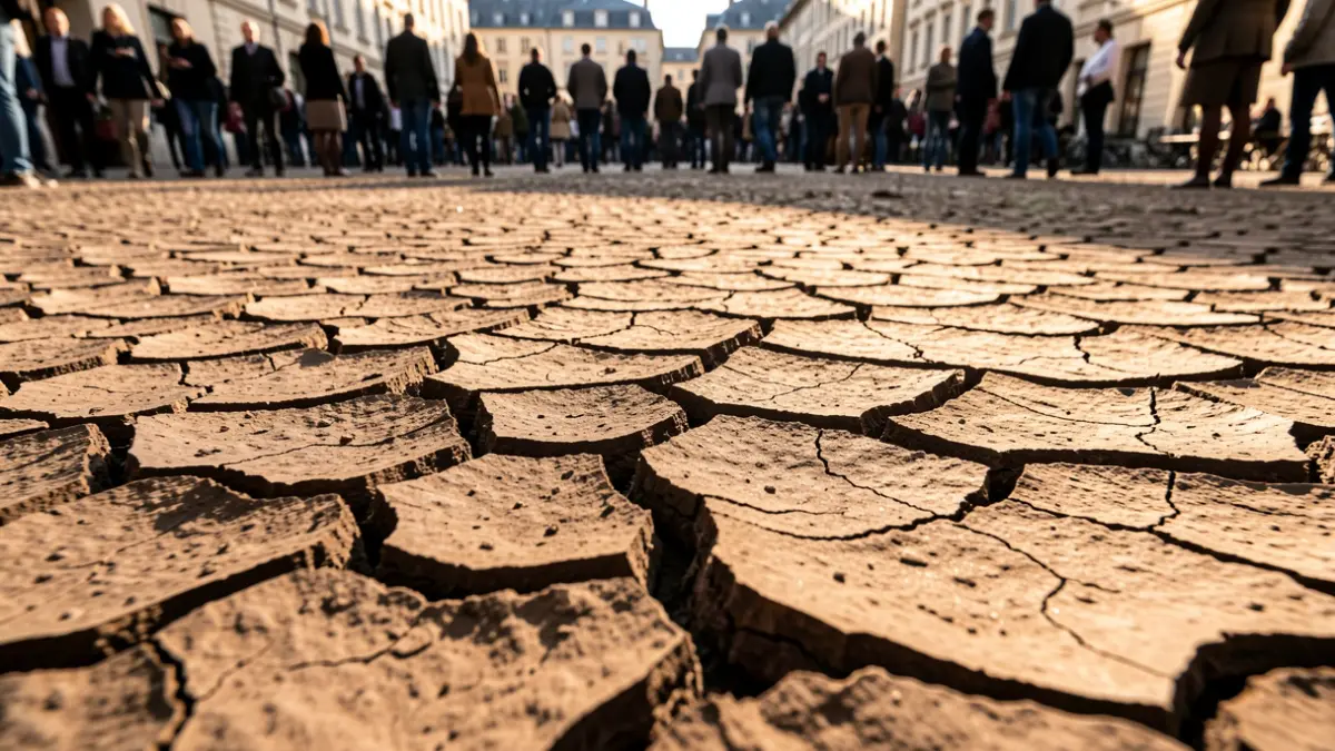 Generic image of cracked earth with tremor lines.