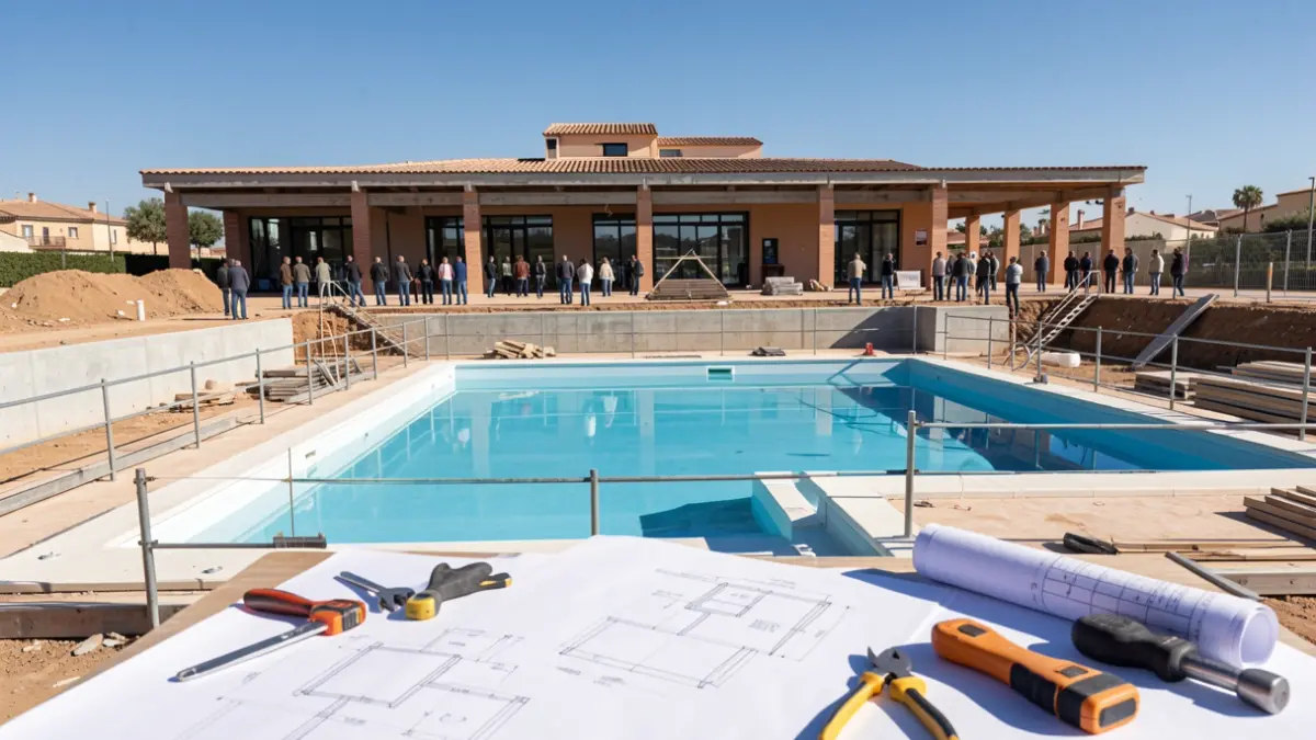 Construction site of the future indoor regional swimming pool in Torre Cardela.