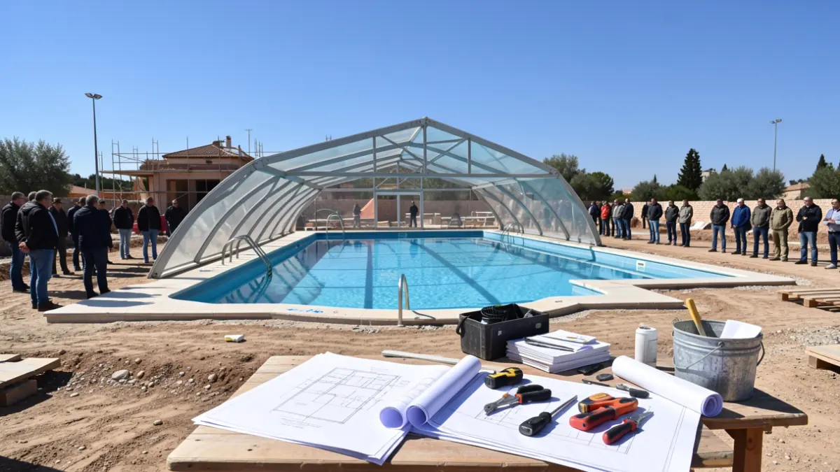 Construction site of the future swimming pool in Torre-Cardela, Granada.