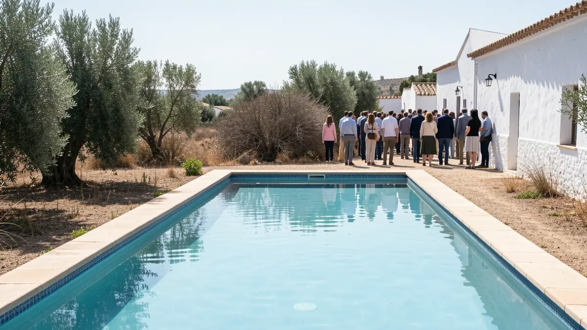Image of a private swimming pool at an Andalusian cortijo.