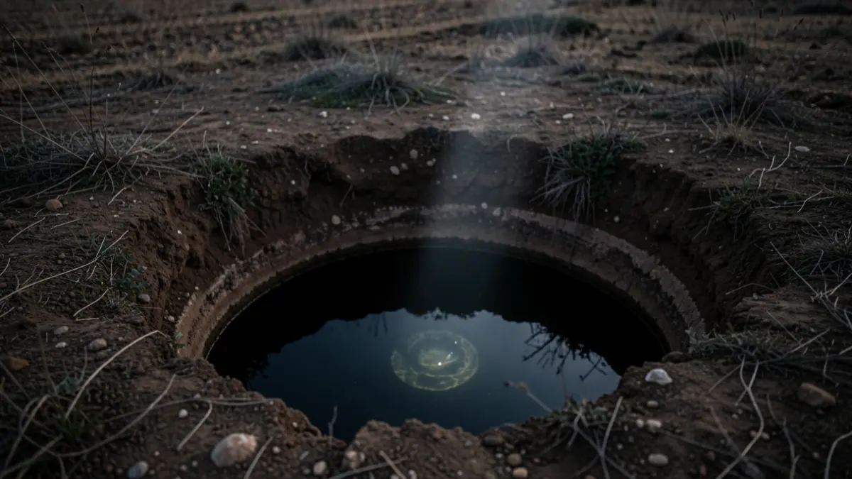 Imagen de un pozo oscuro en una finca rural de Andalucía.