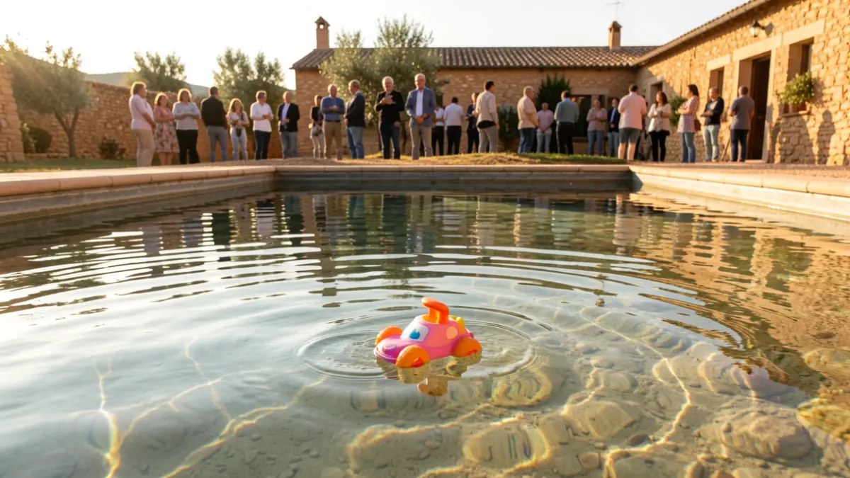 Generic image of a swimming pool in an Andalusian cortijo with a floating toy.