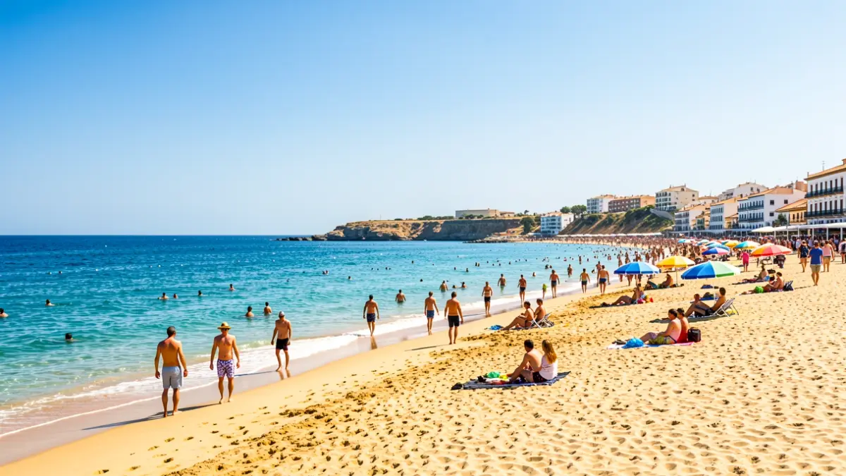 Generic image of an Andalusian beach with tourists.