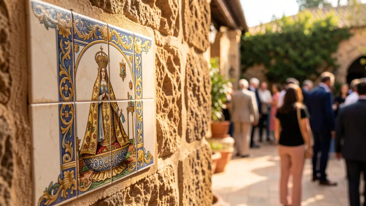 Tile of the Virgen del Rocío in the Andalusian Courtyard of Buenos Aires.