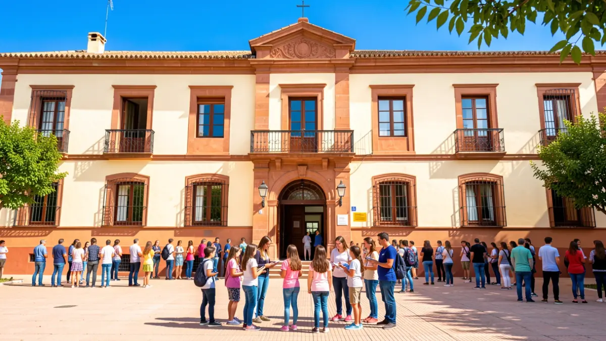 Imagen genérica de un colegio en Andalucía con estudiantes y profesores.